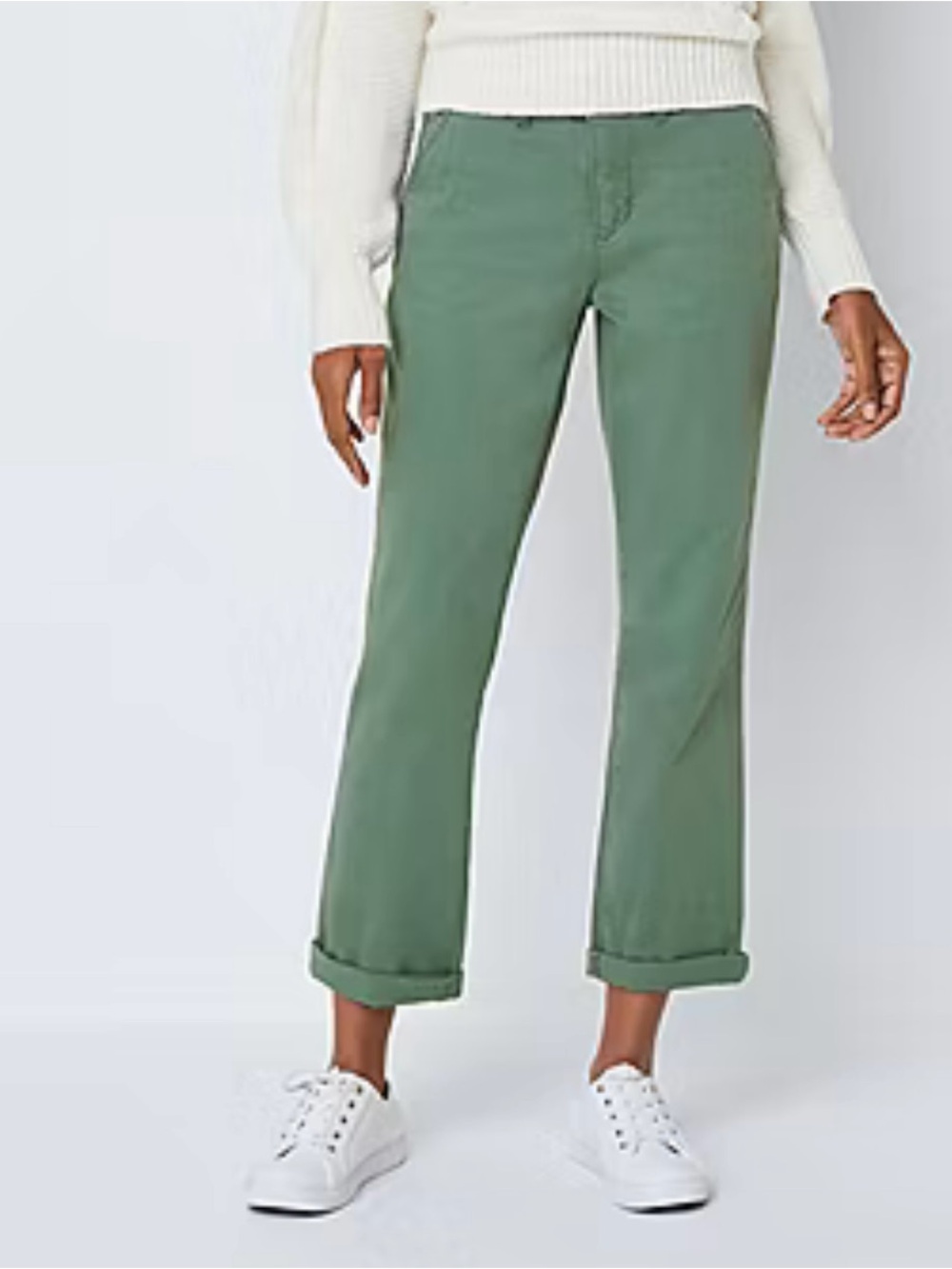 Sage Green Chino Pants St. John’s Bay Girlfriend Fit Mid Rise Size 8